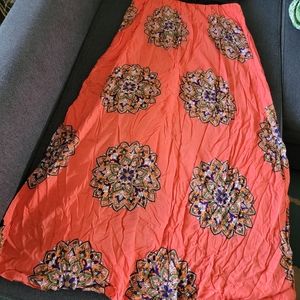 Lilka Anthropoligie Blk/Coral maxi dress large